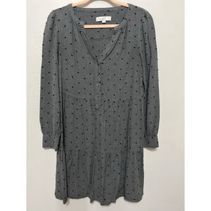 Loft NWT Women's Gray Tiered Shirt Dress Size‎ M